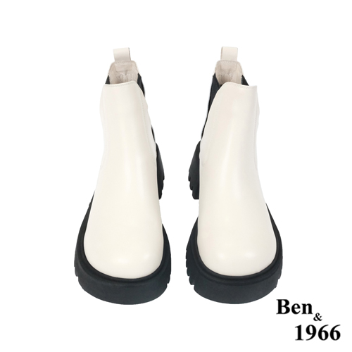 Ben&1966高級頭層牛皮個性大頭踝靴-米白(227172)
