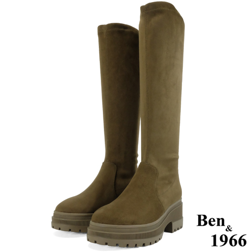 Ben&1966高級羊猄絨布厚底舒適長靴-橄欖綠(247082)