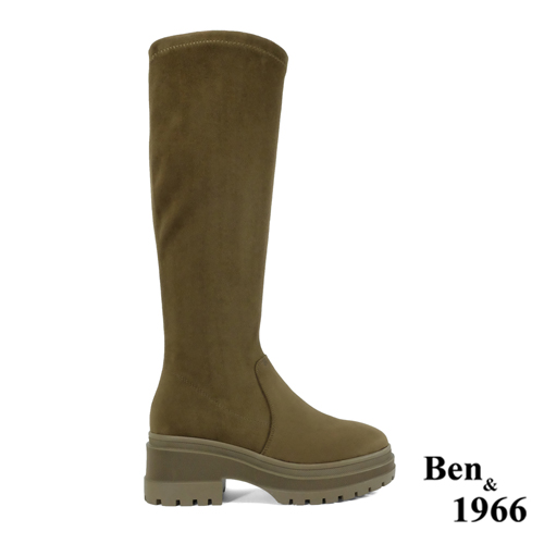 Ben&1966高級羊猄絨布厚底舒適長靴-橄欖綠(247082)
