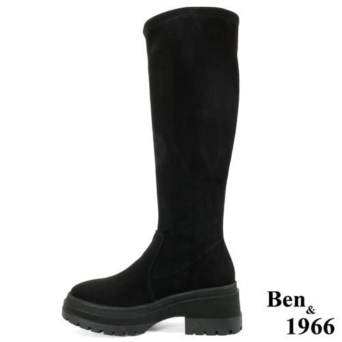Ben&1966高級羊猄絨布厚底舒適長靴-黑(247081)