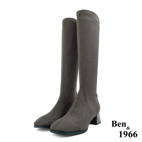 Ben&1966高級羊猄彈力絨布氣質長靴-鐵灰(227012)