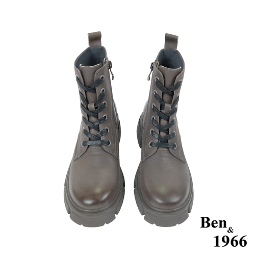 Ben&1966高級打蠟牛皮復古短靴-灰(227212)