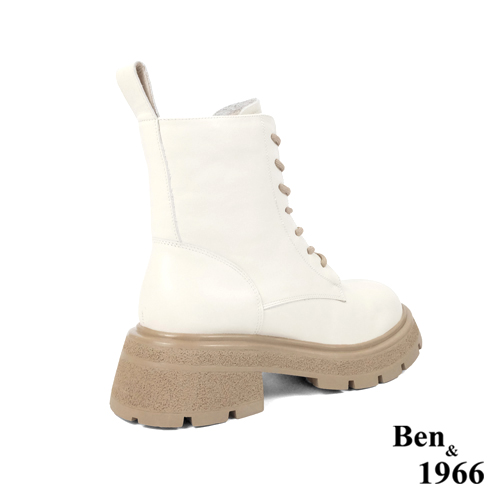 Ben&1966高級頭層牛皮撞色個性短靴-米白(227192)