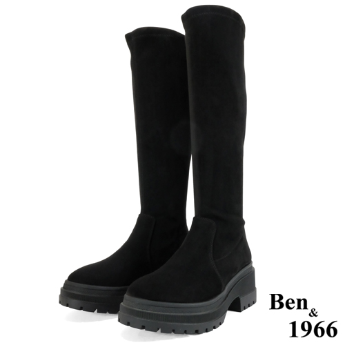 Ben&1966高級羊猄絨布厚底舒適長靴-黑(247081)