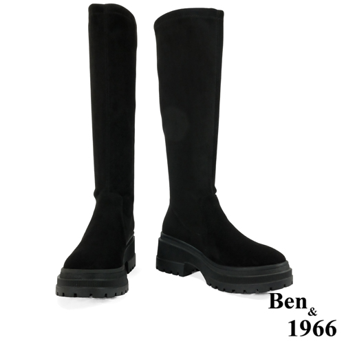 Ben&1966高級羊猄絨布厚底舒適長靴-黑(247081)