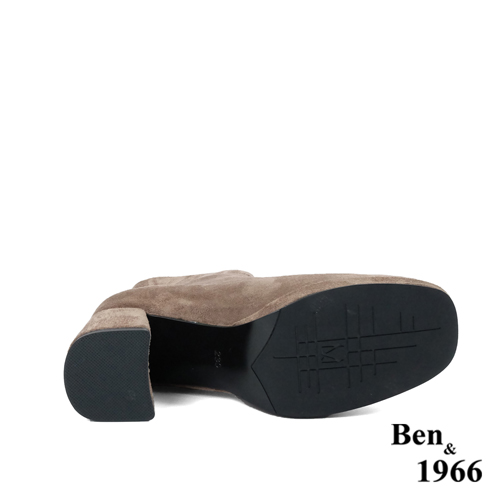 Ben&1966高級彈力羊猄絨時尚方頭短靴-淺咖(227022)