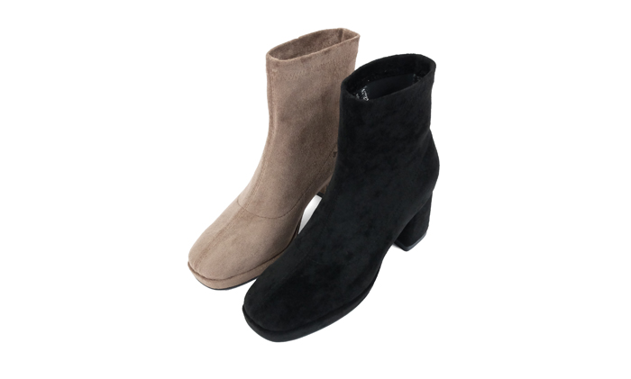 Ben&1966高級彈力羊猄絨時尚方頭短靴-黑(227021)