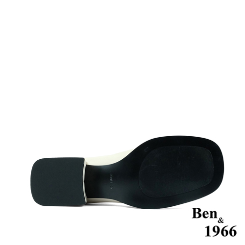 Ben&1966高級羊猄彈力絨布拼接牛皮俏皮長靴-米白(227082)
