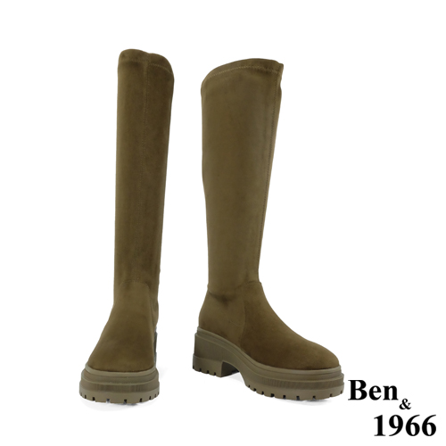 Ben&1966高級羊猄絨布厚底舒適長靴-橄欖綠(247082)