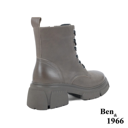 Ben&1966高級打蠟牛皮復古短靴-灰(227212)