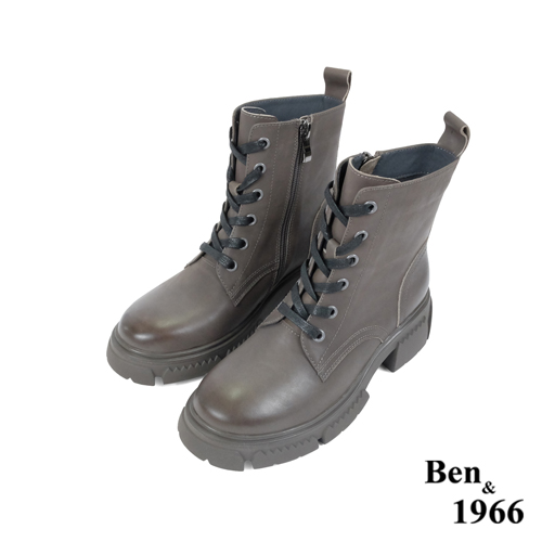 Ben&1966高級打蠟牛皮復古短靴-灰(227212)