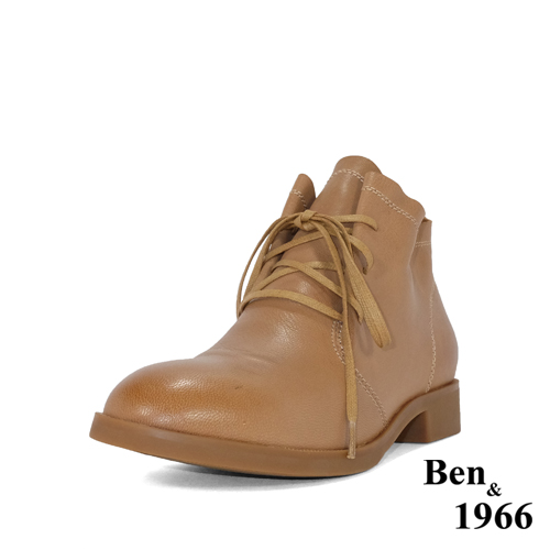 Ben&1966高級頭層打腊羊皮經典流行短靴-棕(247202)