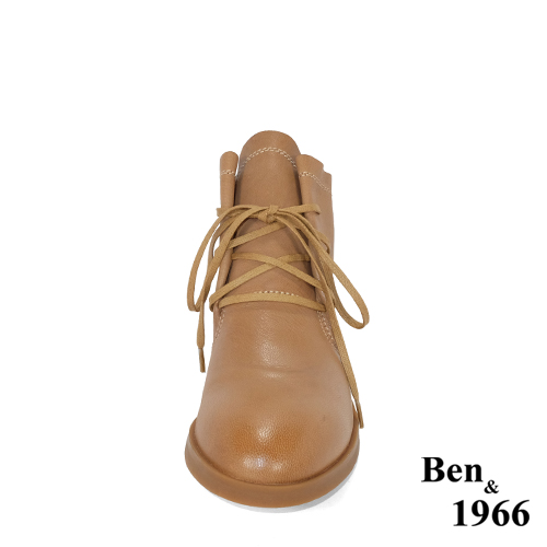 Ben&1966高級頭層打腊羊皮經典流行短靴-棕(247202)