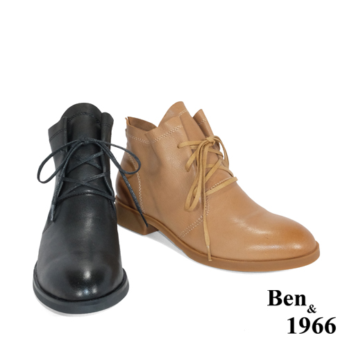 Ben&1966高級頭層打腊羊皮經典流行短靴-棕(247202)