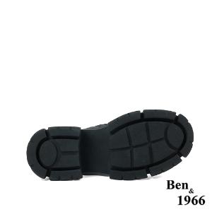 Ben&1966高級打蠟牛皮復古短靴-黑(227211)