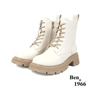 Ben&1966高級頭層牛皮撞色個性短靴-米白(227192)