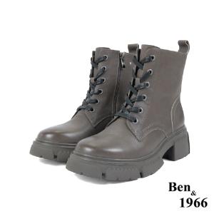 Ben&1966高級打蠟牛皮復古短靴-灰(227212)