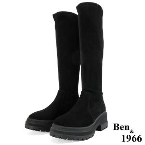 Ben&1966高級羊猄絨布厚底舒適長靴-黑(247081)