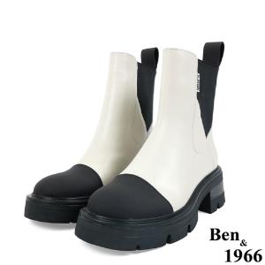 Ben&1966高級頭層絲綢牛皮拼接撞色短靴-黑(227231)