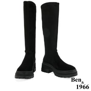 Ben&1966高級羊猄絨布厚底舒適長靴-黑(247081)