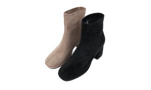 Ben&1966高級彈力羊猄絨時尚方頭短靴-黑(227021)