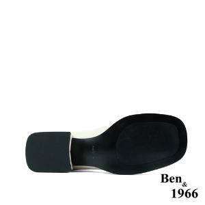 Ben&1966高級羊猄彈力絨布拼接牛皮俏皮長靴-米白(227082)