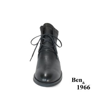 Ben&1966高級頭層打腊羊皮經典流行短靴-黑(247201)