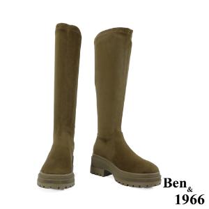 Ben&1966高級羊猄絨布厚底舒適長靴-橄欖綠(247082)