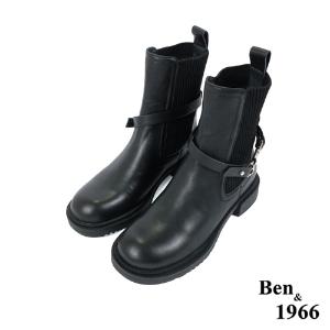 Ben&1966高級頭層牛皮簡約流行短靴-黑(227111)