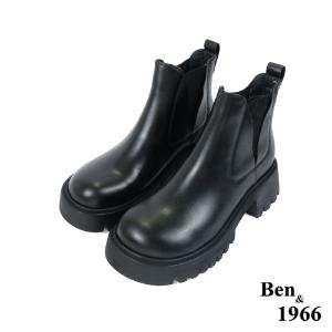 Ben&1966高級頭層牛皮個性大頭踝靴-黑(227171)
