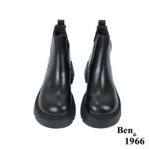 Ben&1966高級頭層牛皮個性大頭踝靴-黑(227171)