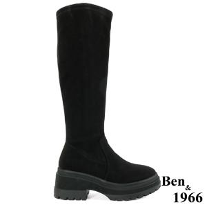 Ben&1966高級羊猄絨布厚底舒適長靴-黑(247081)