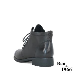 Ben&1966高級頭層打腊羊皮經典流行短靴-黑(247201)