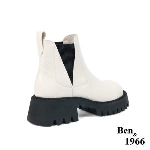 Ben&1966高級頭層牛皮個性大頭踝靴-米白(227172)