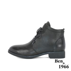 Ben&1966高級頭層打腊羊皮經典流行短靴-黑(247201)