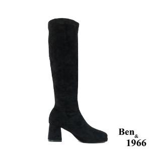 Ben&1966高級彈力羊絨布增高防水台長靴-黑