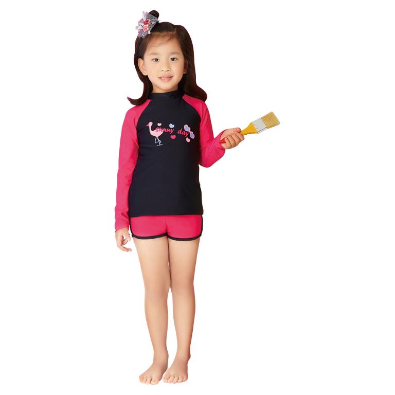 AQUANAUT 奧可那-小女童二件式紅黑色泳裝