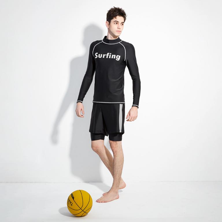 AQUANAUT 奧可那-大男七分側條紋泳褲