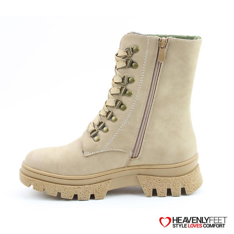 HEAVENLYFEET｜英國舒適休閒女鞋 繫帶8孔厚底中筒靴-Driscoll(淺米)