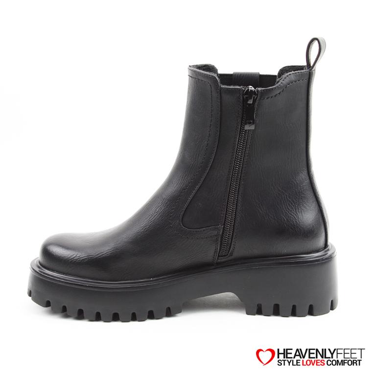 HEAVENLYFEET｜英國舒適休閒女鞋 切爾西厚底短靴-Alana(黑色)