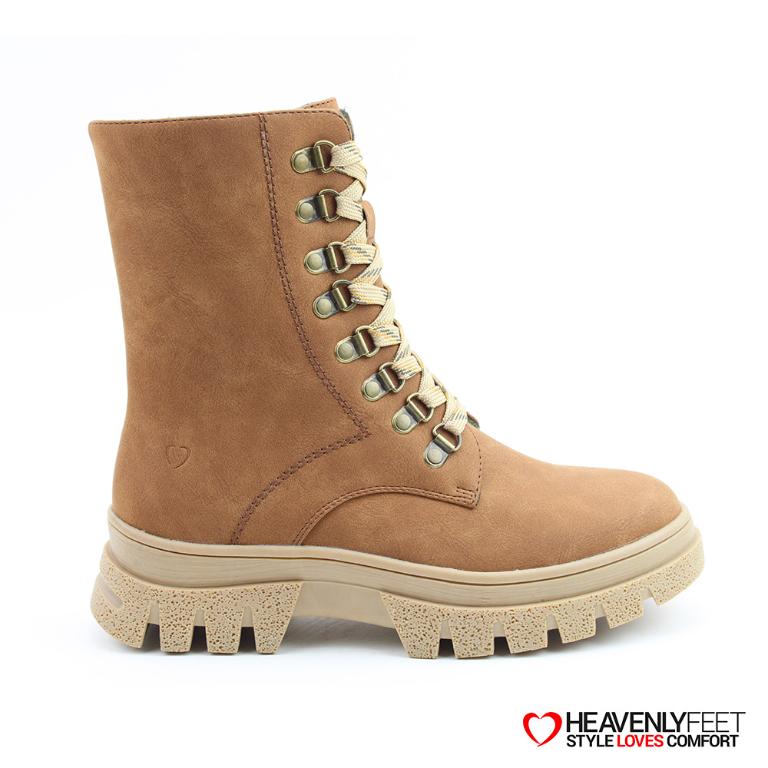 HEAVENLYFEET｜英國舒適休閒女鞋 繫帶8孔厚底中筒靴-Driscoll(棕色)