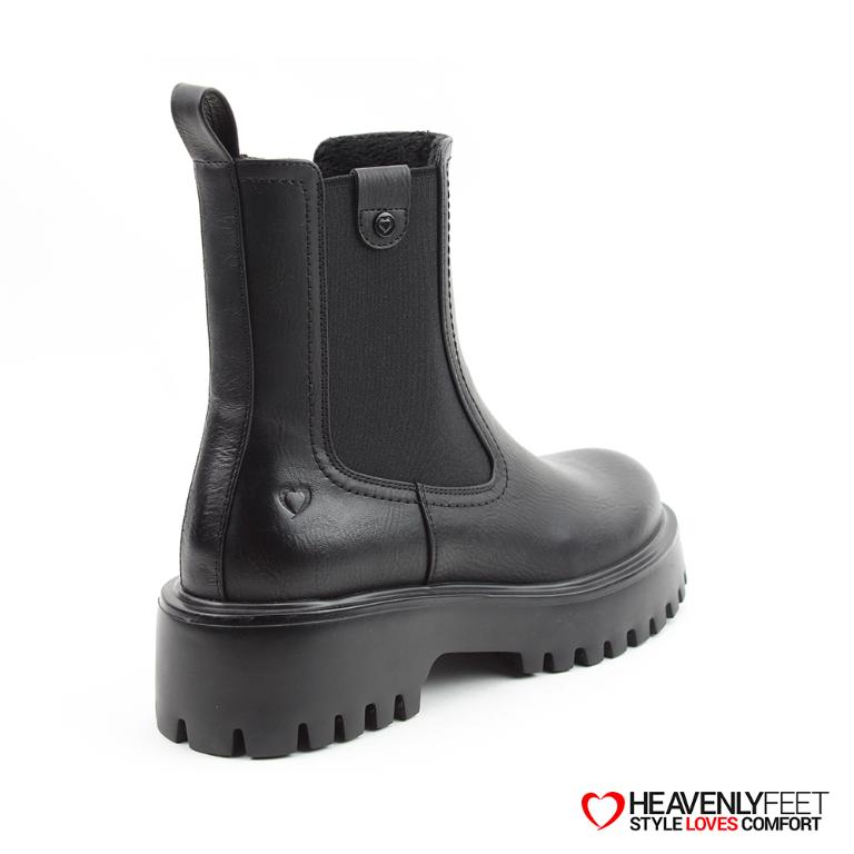 HEAVENLYFEET｜英國舒適休閒女鞋 切爾西厚底短靴-Alana(黑色)