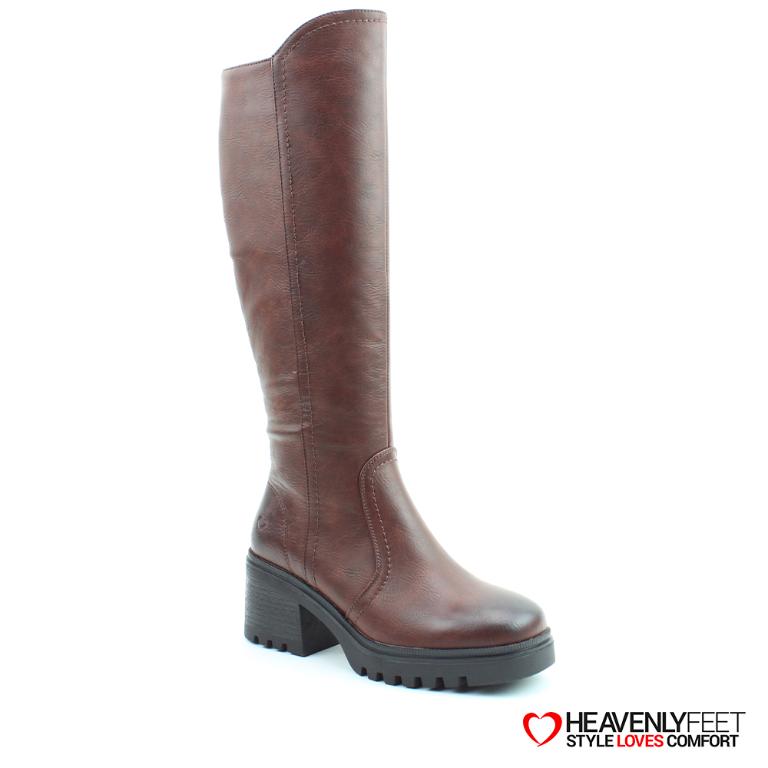 HEAVENLYFEET｜英國舒適休閒女鞋 粗跟長筒靴-Weston2(可可色)