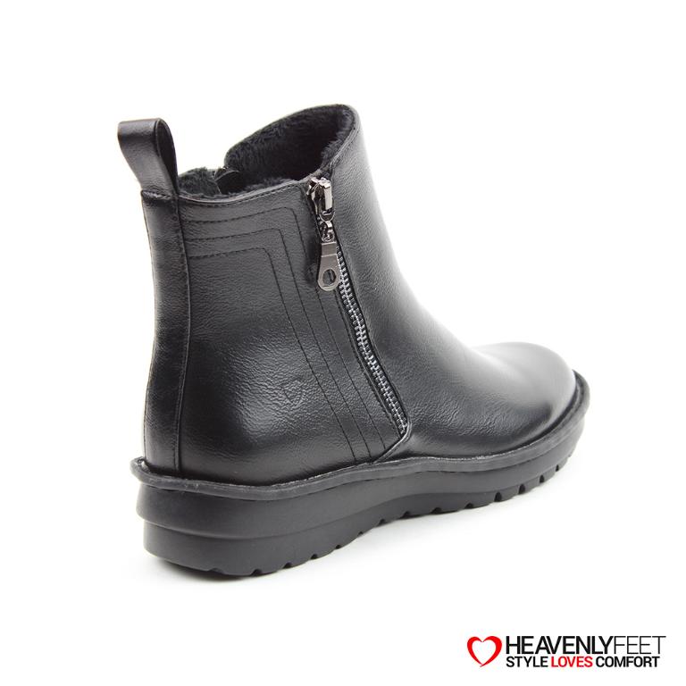 HEAVENLYFEET｜英國舒適休閒女鞋 金屬拉片短靴-Patti(黑色)