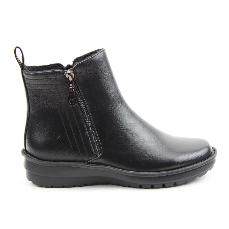 HEAVENLYFEET｜英國舒適休閒女鞋 金屬拉片短靴-Patti(黑色)