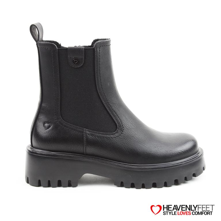 HEAVENLYFEET｜英國舒適休閒女鞋 切爾西厚底短靴-Alana(黑色)