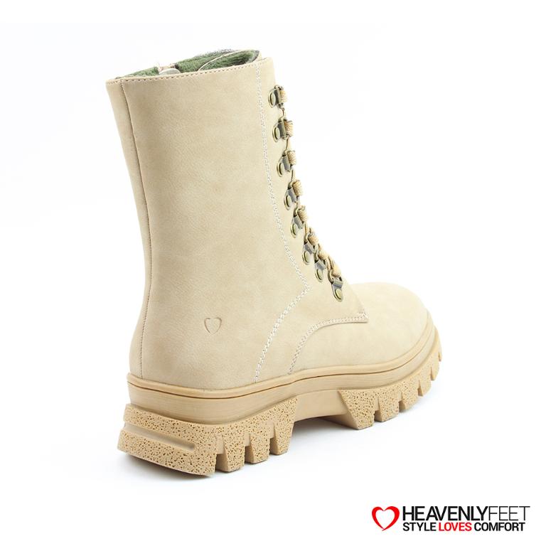 HEAVENLYFEET｜英國舒適休閒女鞋 繫帶8孔厚底中筒靴-Driscoll(淺米)