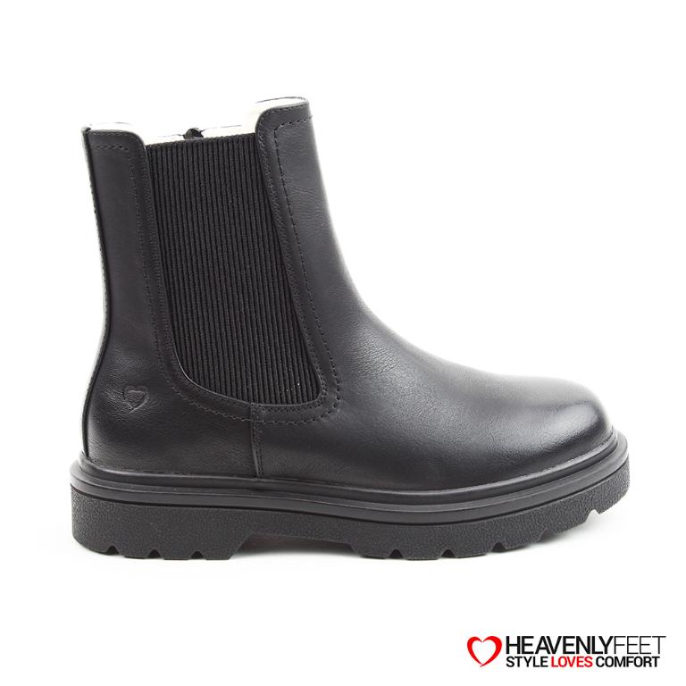 HEAVENLYFEET｜英國舒適休閒女鞋 切爾西厚底短靴-Saint2 Warm(黑色)