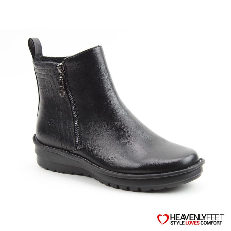HEAVENLYFEET｜英國舒適休閒女鞋 金屬拉片短靴-Patti(黑色)