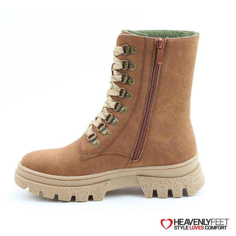 HEAVENLYFEET｜英國舒適休閒女鞋 繫帶8孔厚底中筒靴-Driscoll(棕色)